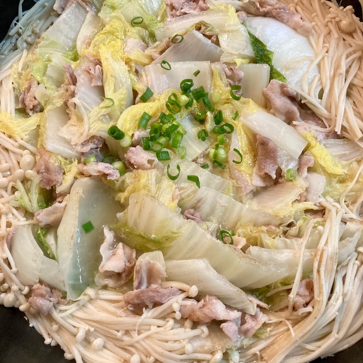 豚バラと白菜・えのきの重ね鍋